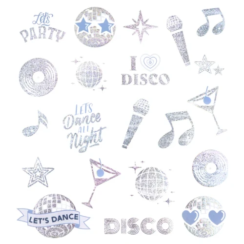 Tatuaże zmywalne Silver Disco – 21 szt.